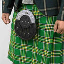 Men’s Scottish sporran with Celtic chrome head stone and leather finish