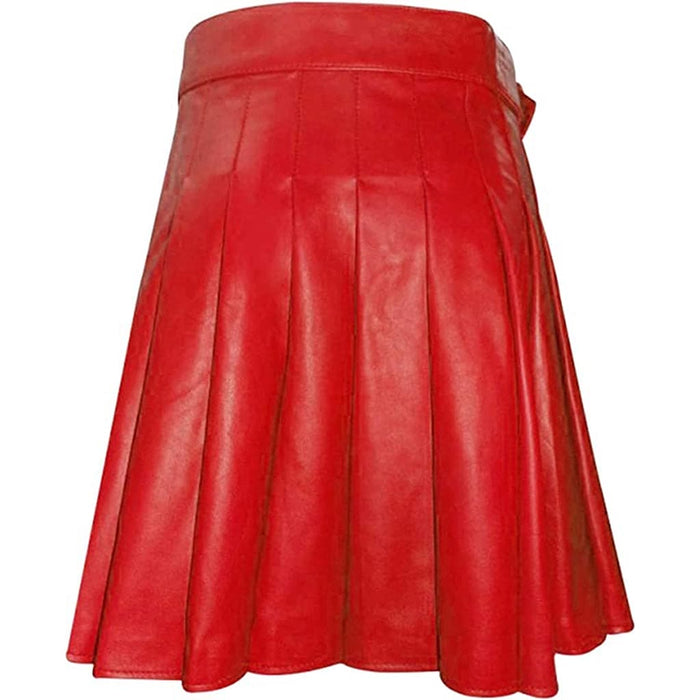 Red leather kilt for men