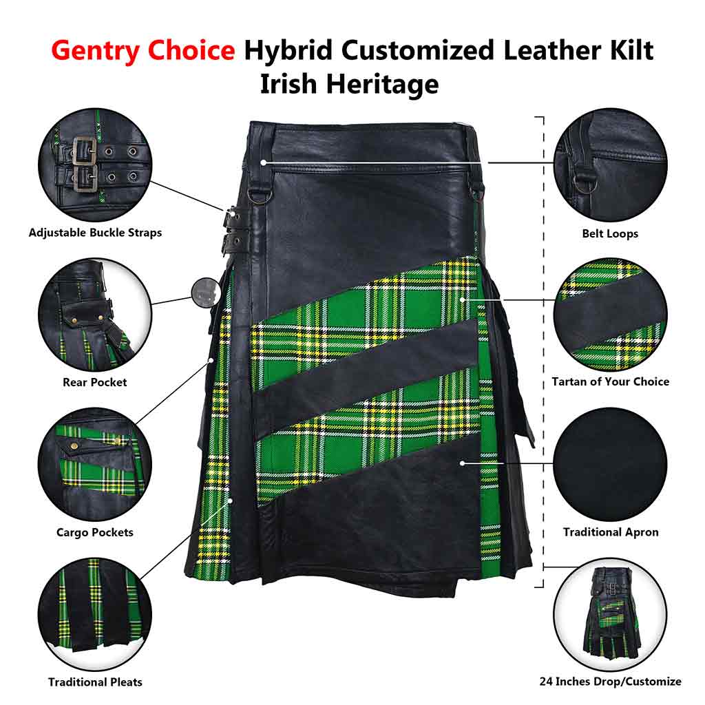 Gentry Choice Customized Hybrid Leather Kilt Irish Heritage infographics