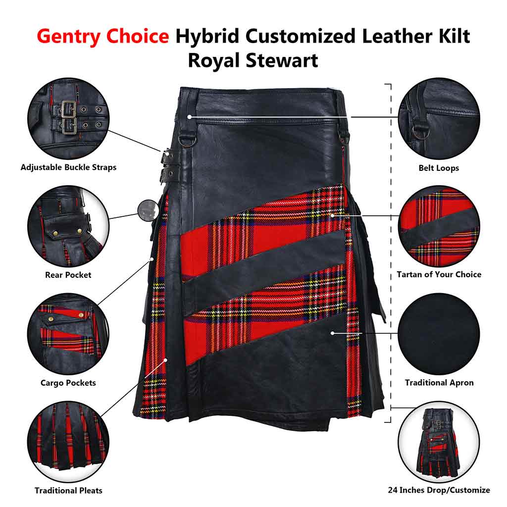 Gentry Choice Hybrid customize leather kilt Royal Stewart