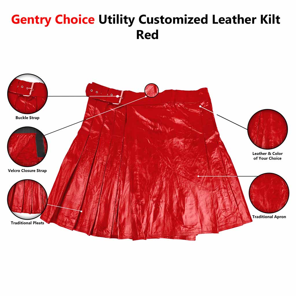 Gentry Choice Customized Leather Kilt Red infographics