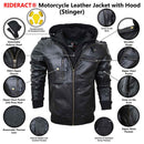 RIDERACT® Mens Leather Motorcycle Jacket | Black Motorbike Jacket