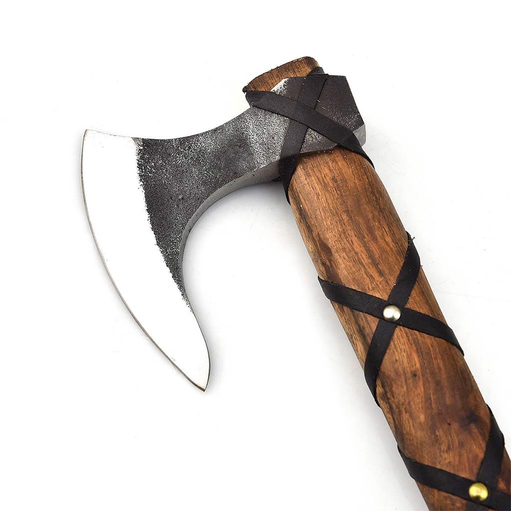 Viking Axe Carbon Steel Hatchet with Rose-wood Handle & Leather Sheath