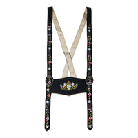 Adjustable embroidered suspenders for Womens Suede Leather Lederhosen Oktoberfest Outfit Black