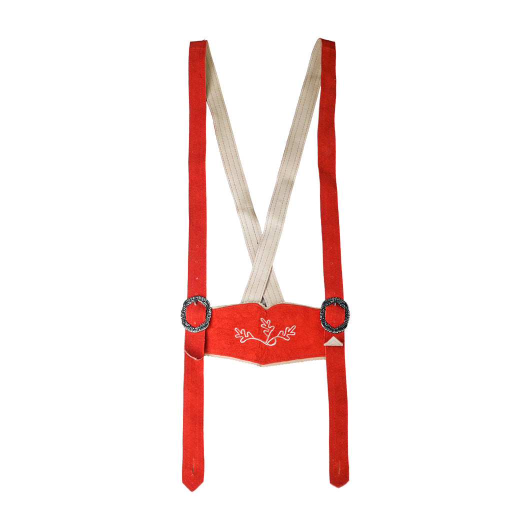 Adjustable matching suspenders for Womens Red Suede Leather Lederhosen Oktoberfest Outfit
