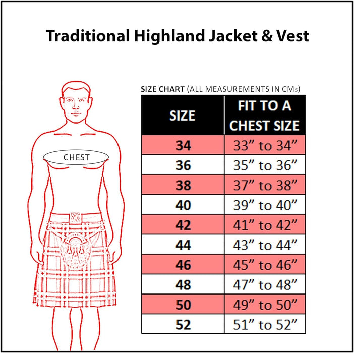 Highlander Military Doublet Jacket Size Chart