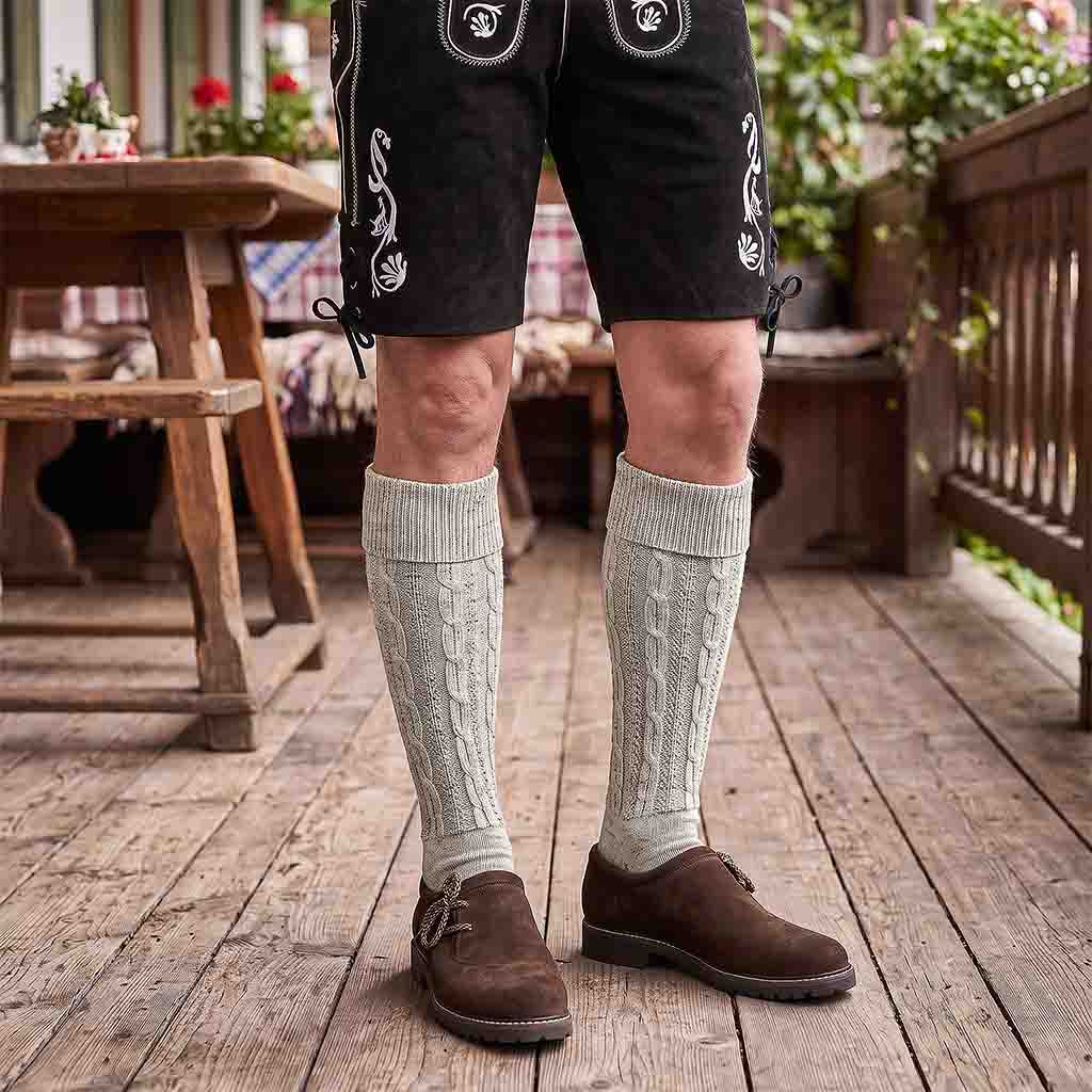 Authentic Mens Oktoberfest Socks Grey Classic Lederhosen Socks