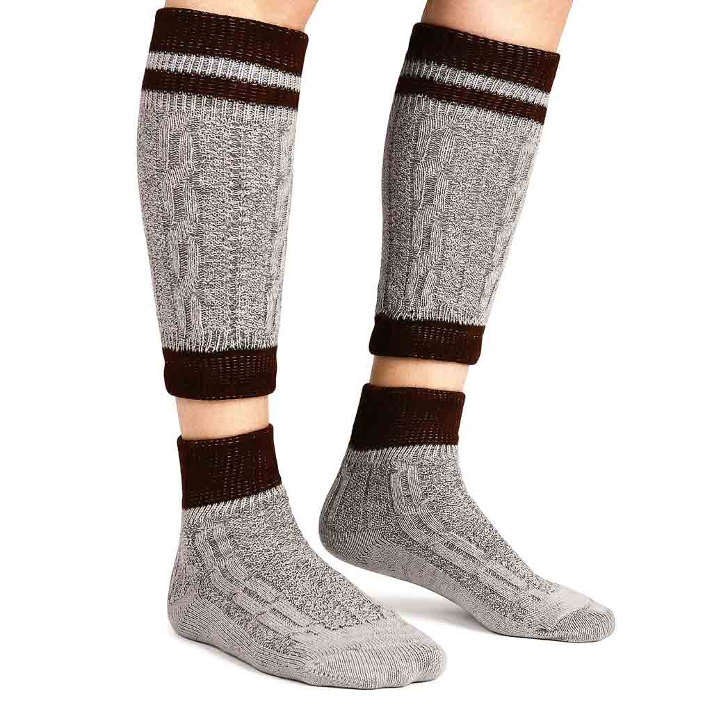 Authentic Mens Oktoberfest socks Two Piece Grey with Brown Stripes