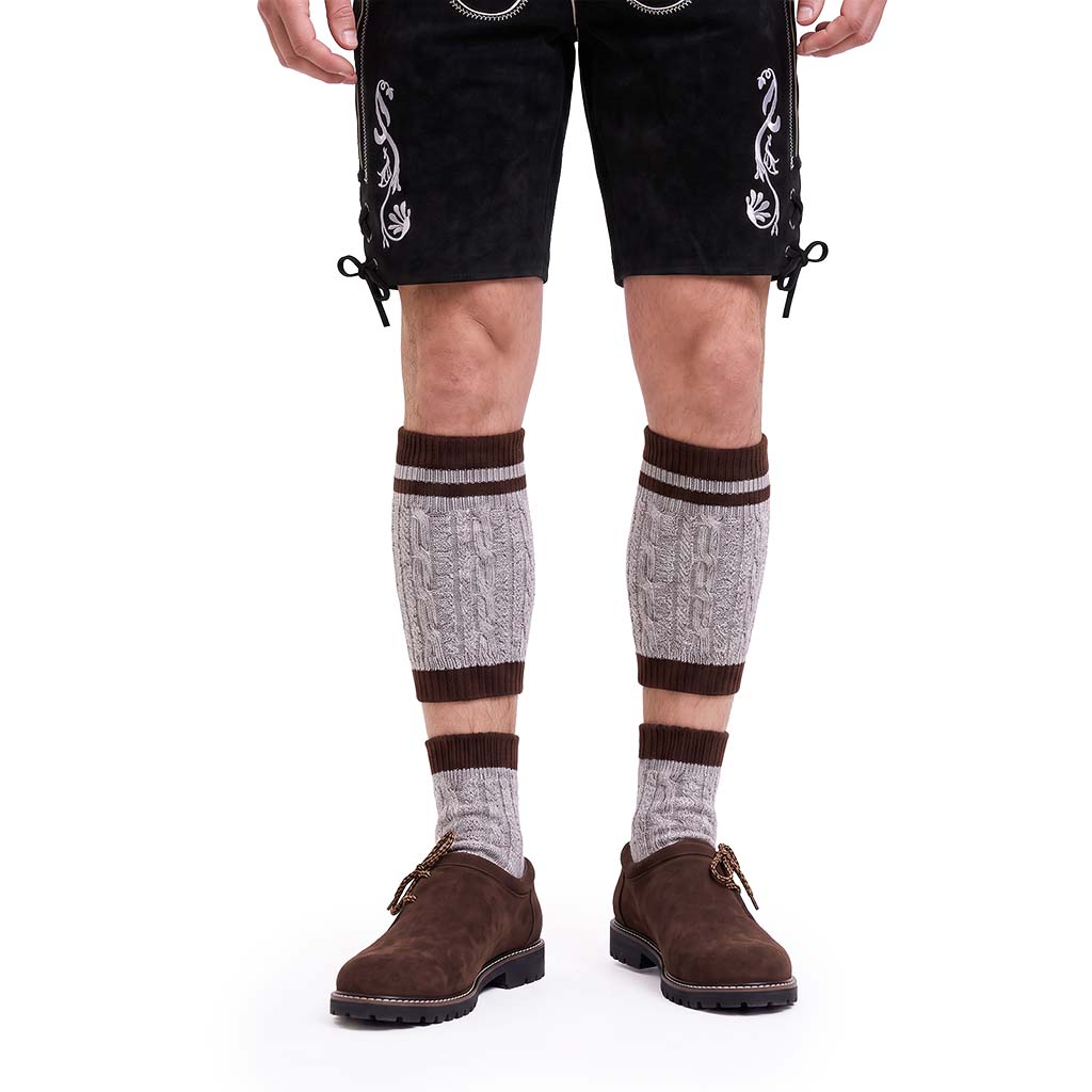 Authentic Mens Oktoberfest socks Two Piece Grey with Brown Stripes