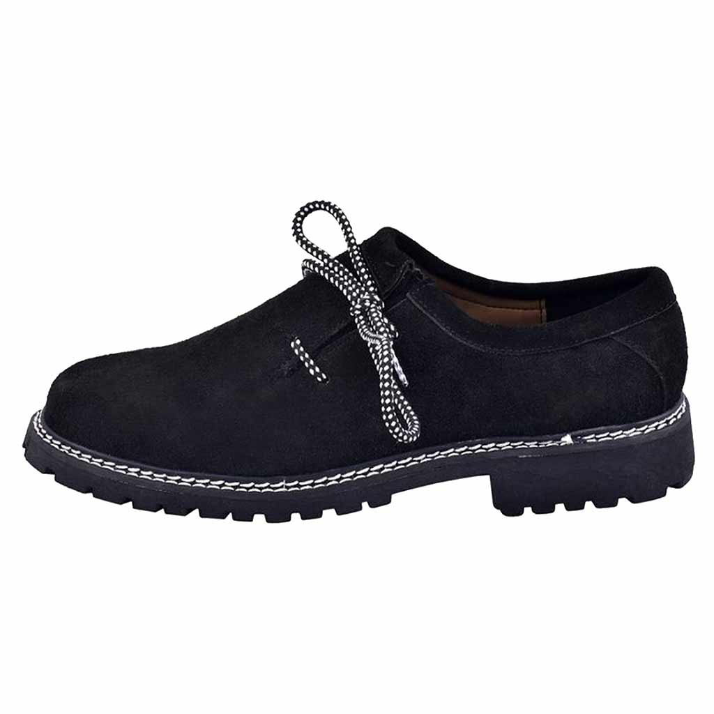Mens German Shoes Leather | Black lederhosen footwear