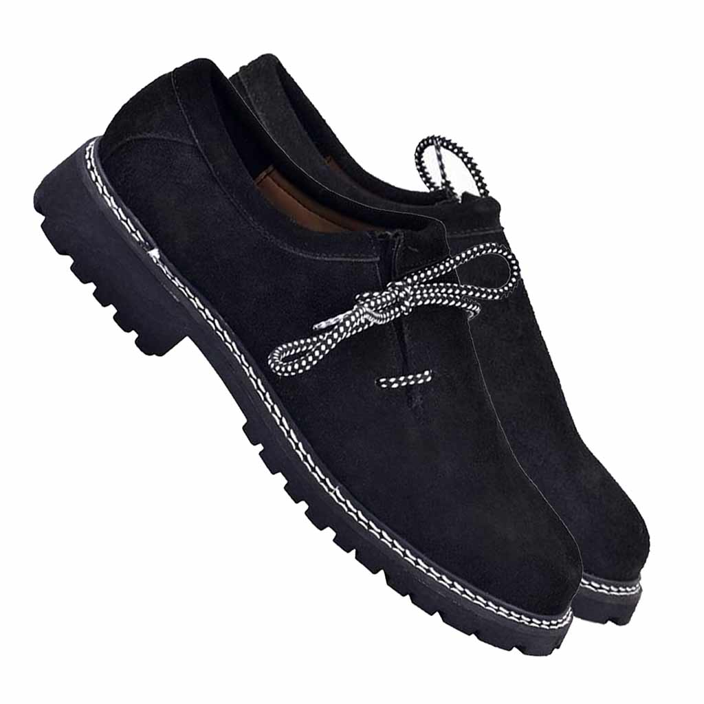 Mens German Shoes Leather | Black lederhosen footwear