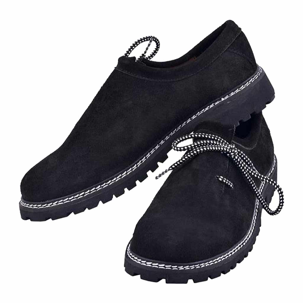Mens German Shoes Leather | Black lederhosen footwear