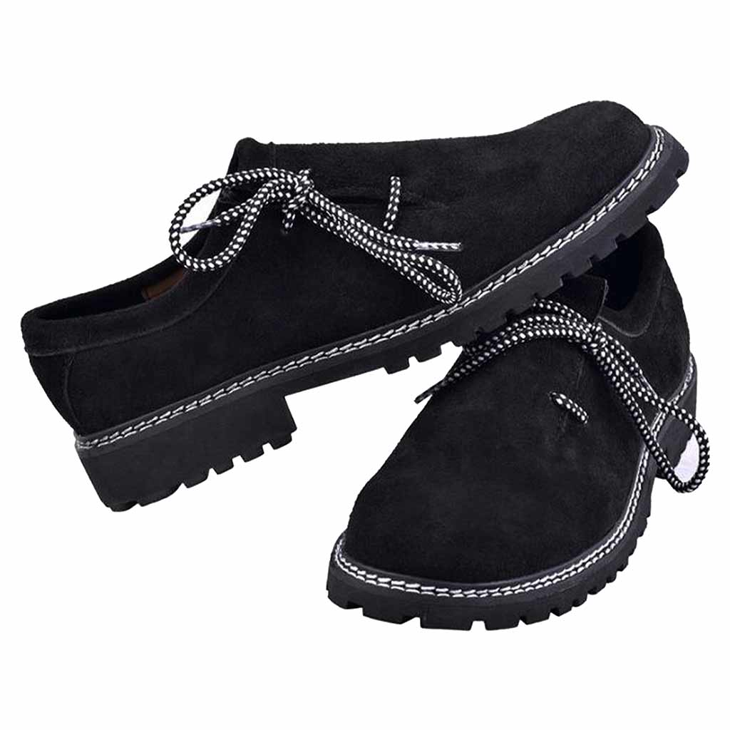 Mens German Shoes Leather | Black lederhosen footwear