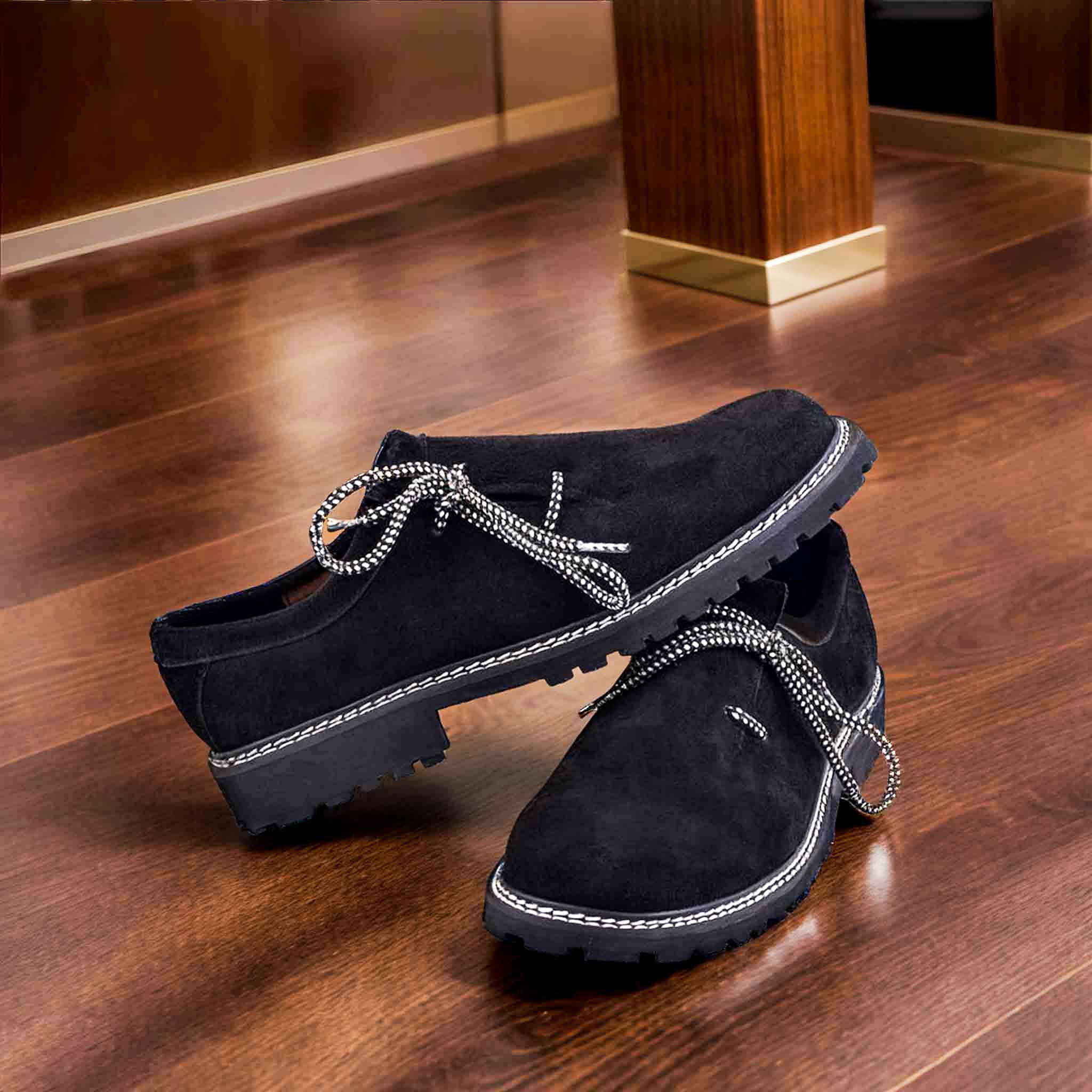 Mens German Shoes Leather | Black lederhosen footwear