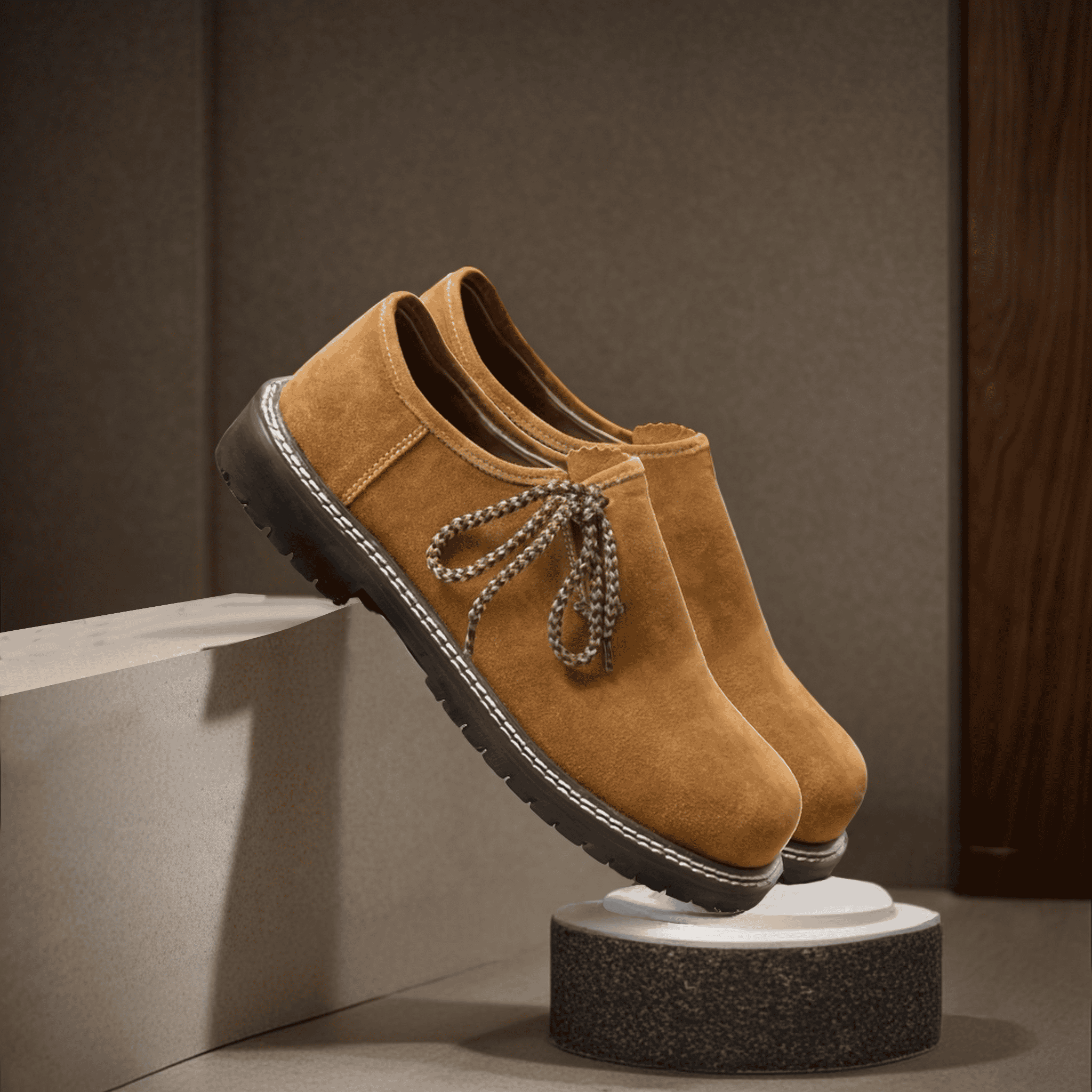 Suede Mens Leather Oktoberfest Shoes Golden Brown