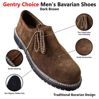 Suede Men's Leather Oktoberfest Shoes Dark Brown