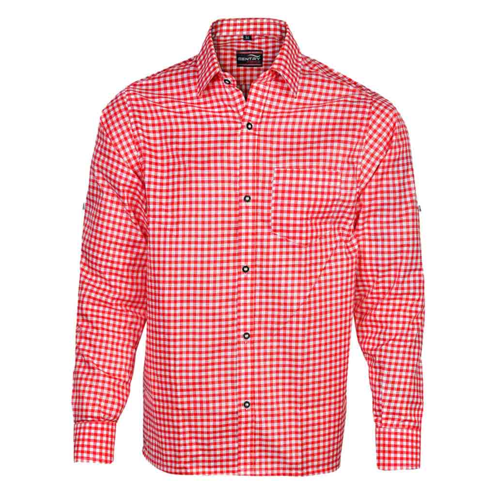 Men’s Checkered Red Berry Oktoberfest Shirt | Authentic German Shirt