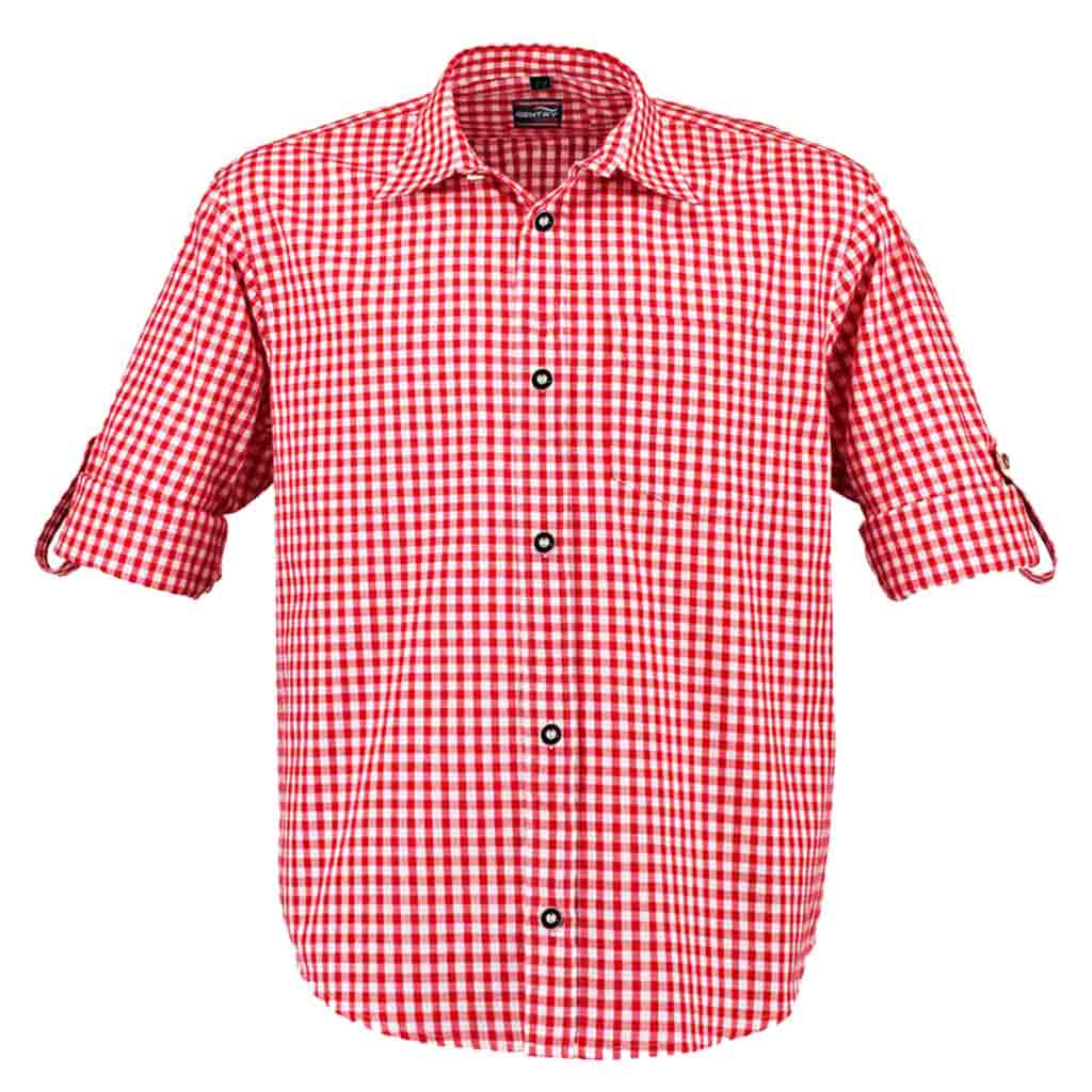 Men's Bavarian Shirt Checked Red Bavarian Outfits