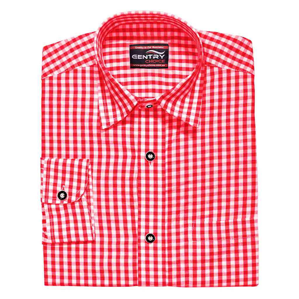 Men's Bavarian Shirt Checked Red Bavarian Outfits