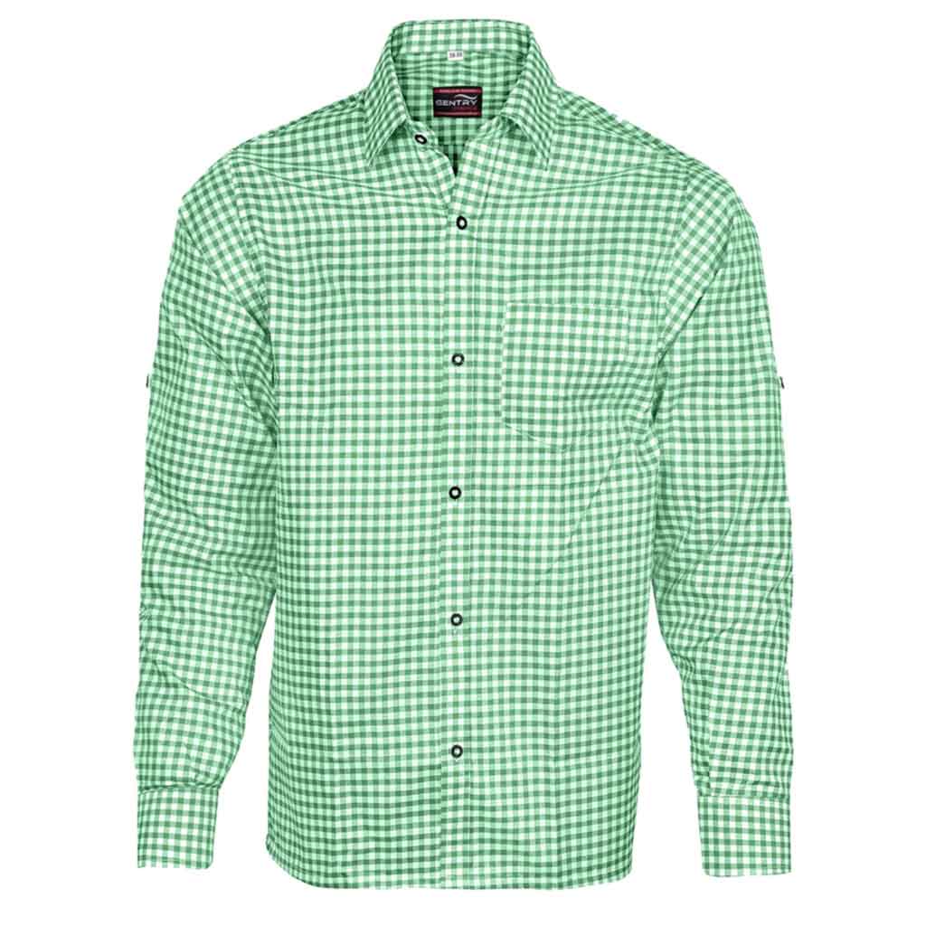 Men's Bavarian Shirt Checked Green Bavarian Costumes