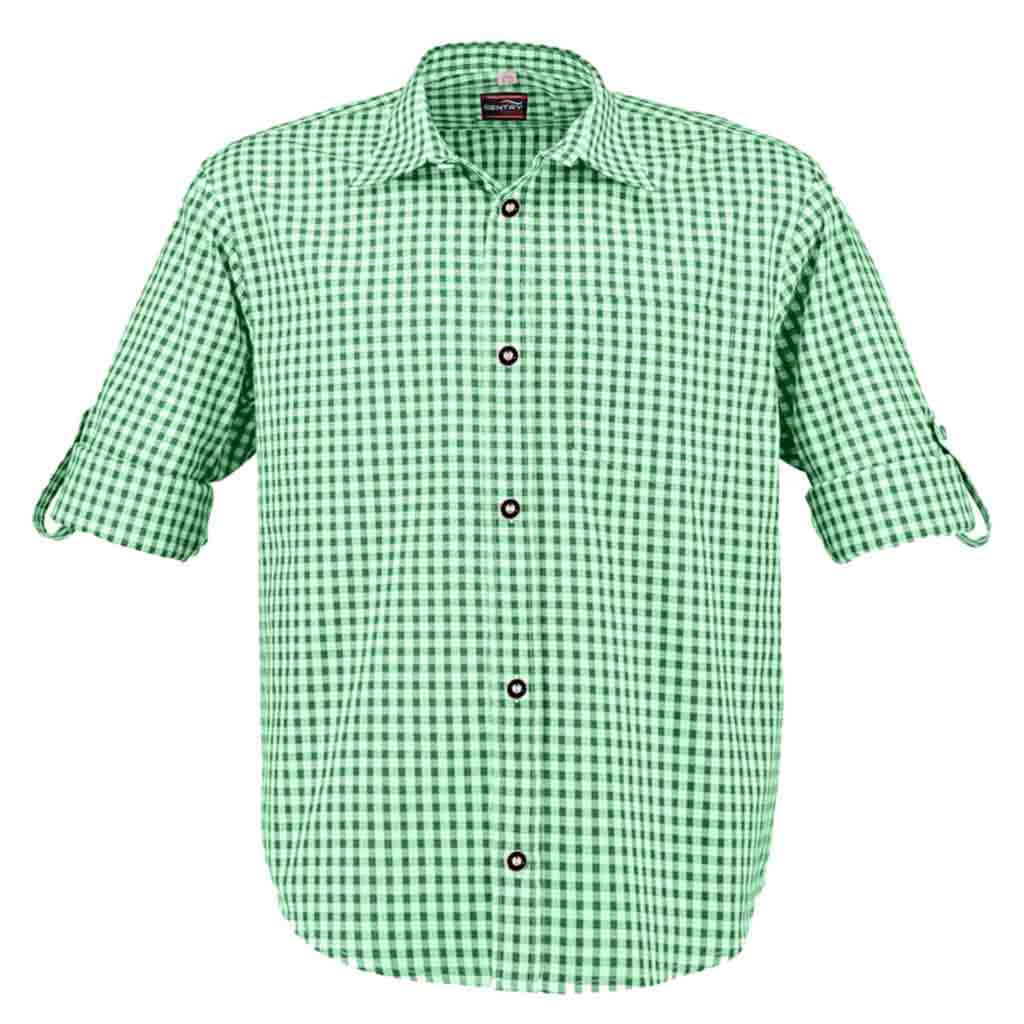 Men's Bavarian Shirt Checked Green Bavarian Costumes