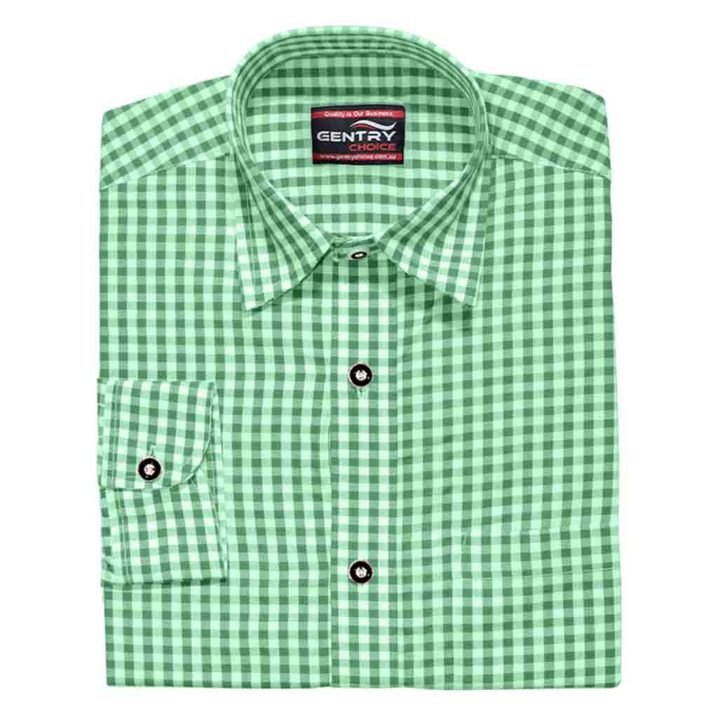 Men's Bavarian Shirt Checked Green Bavarian Costumes