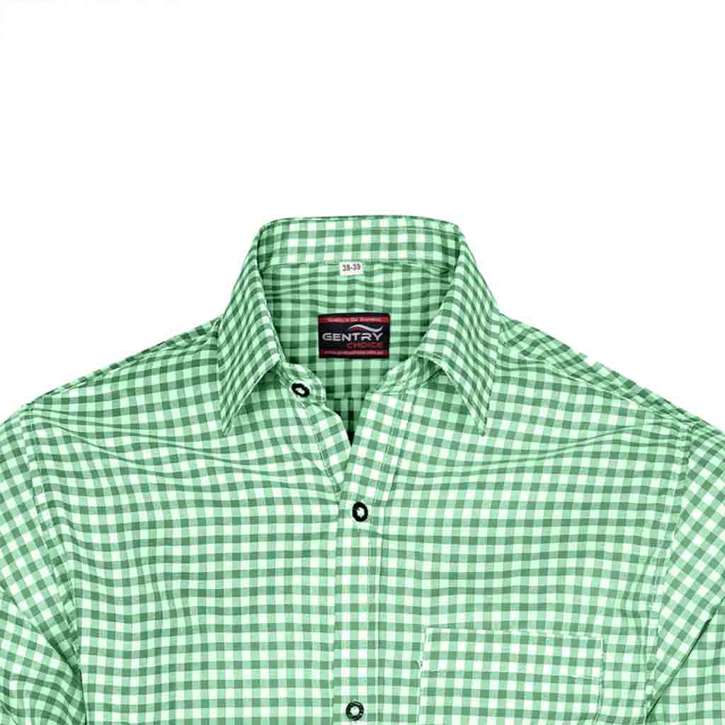 Men's Bavarian Shirt Checked Green Bavarian Costumes