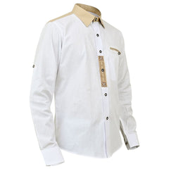 Authentic Bavarian Shirt White with Traditional Embroidery