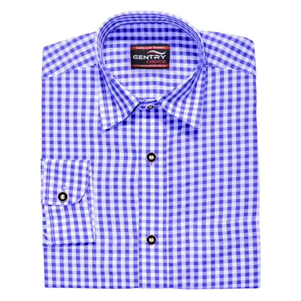 Bavarian Shirt Checked Blue Oktoberfest outfit male