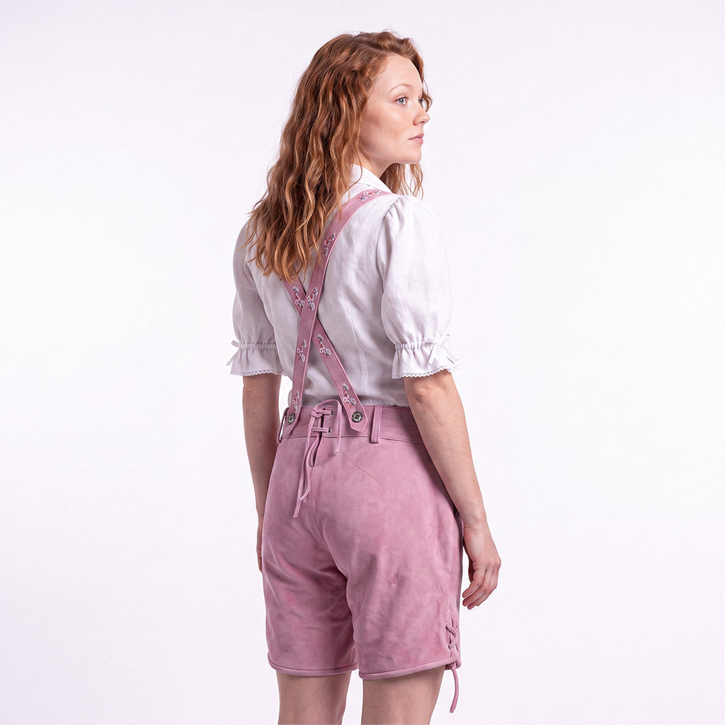 Womens Oktoberfest Outfit Lederhosen Suede Leather Oktoberfest Dress Rose Pink