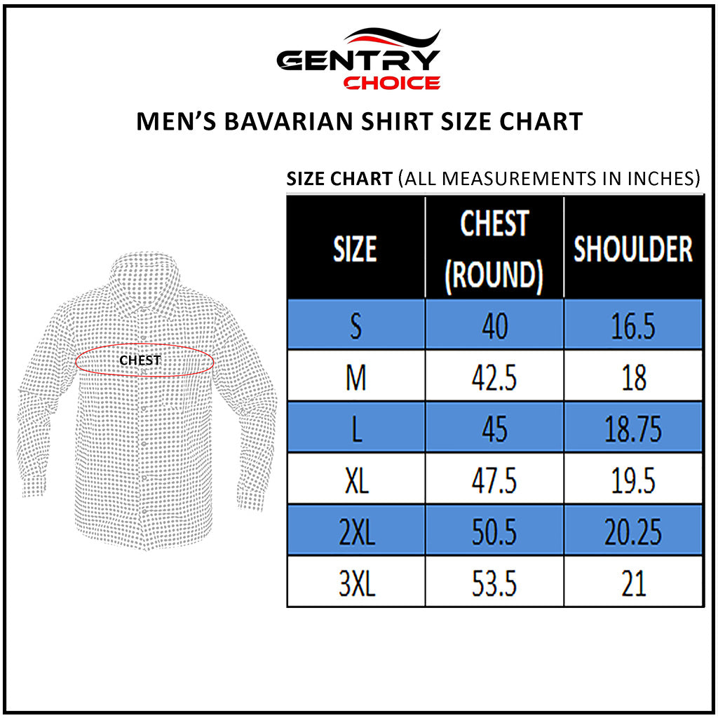 Bavarian shirt size chart