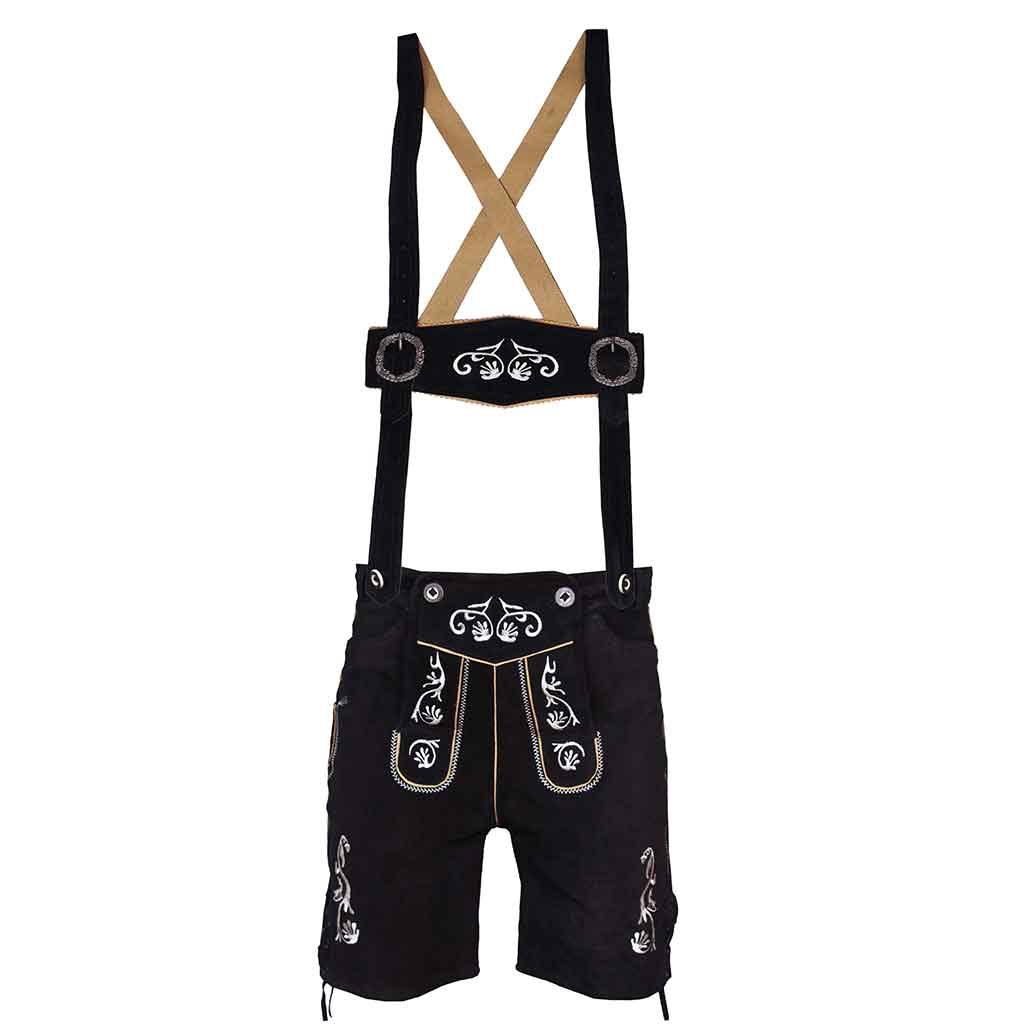 Bavarian tradtional Men's Black Lederhosen Oktoberfest Outfit Bavarian Costume Suede Leather 