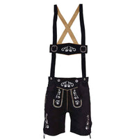 Bavarian tradtional Men's Black Lederhosen Oktoberfest Outfit Bavarian Costume Suede Leather 