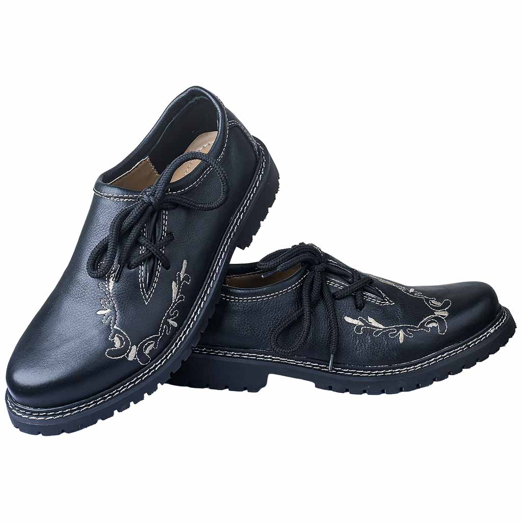 Men's Oktoberfest Shoes Genuine Cowhide Leather Black Bavarian Shoes