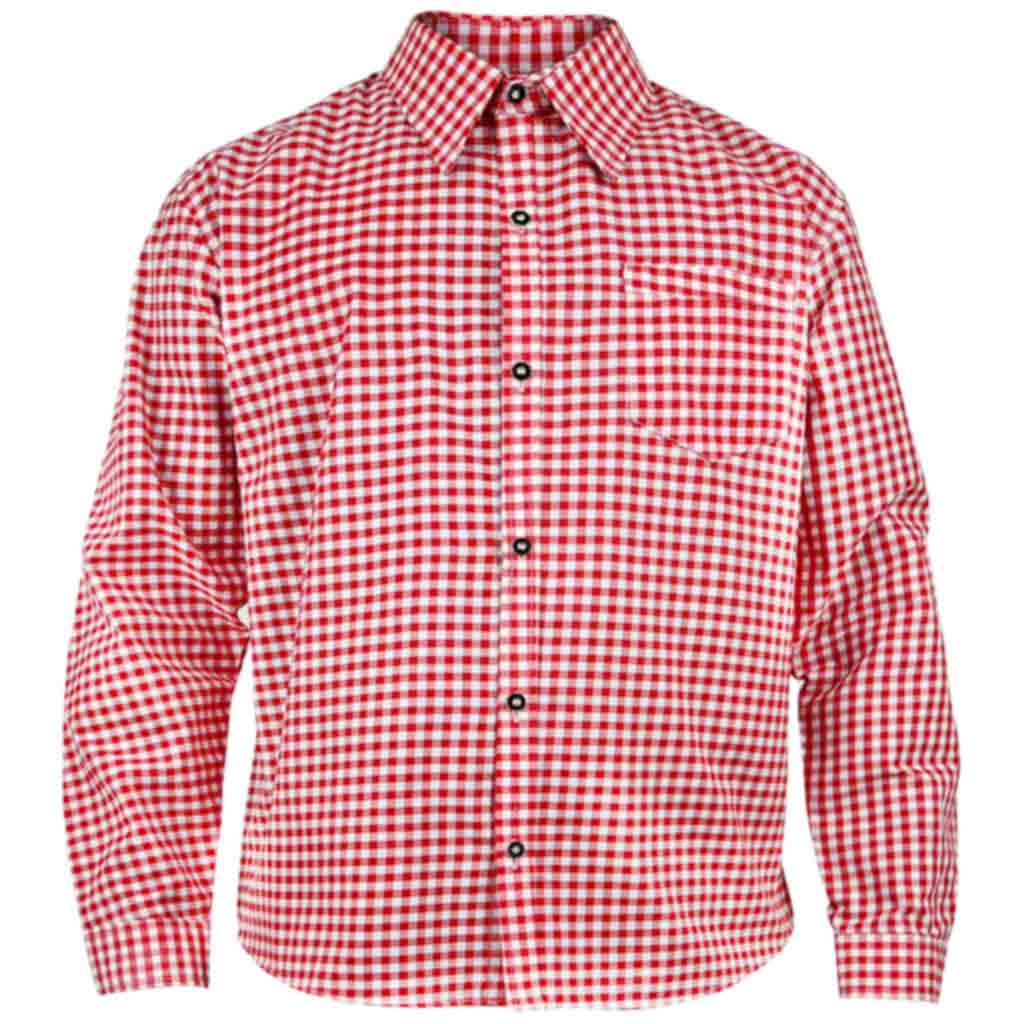 Men’s Checked Red Berry Oktoberfest Shirt Authentic German Shirt