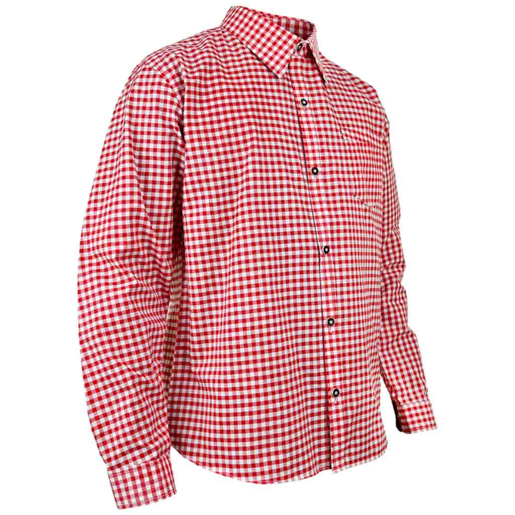 Men’s Checked Red Berry Oktoberfest Shirt Authentic German Shirt