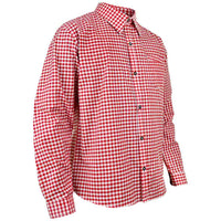 Checked Red Berry Oktoberfest Shirt Authentic German Shirt Front side view