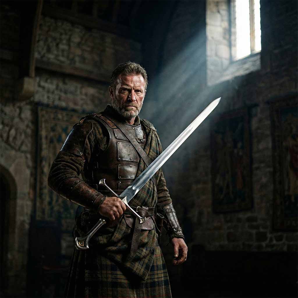 Medieval sword Combat Sword Narsil in a warrior 's hand