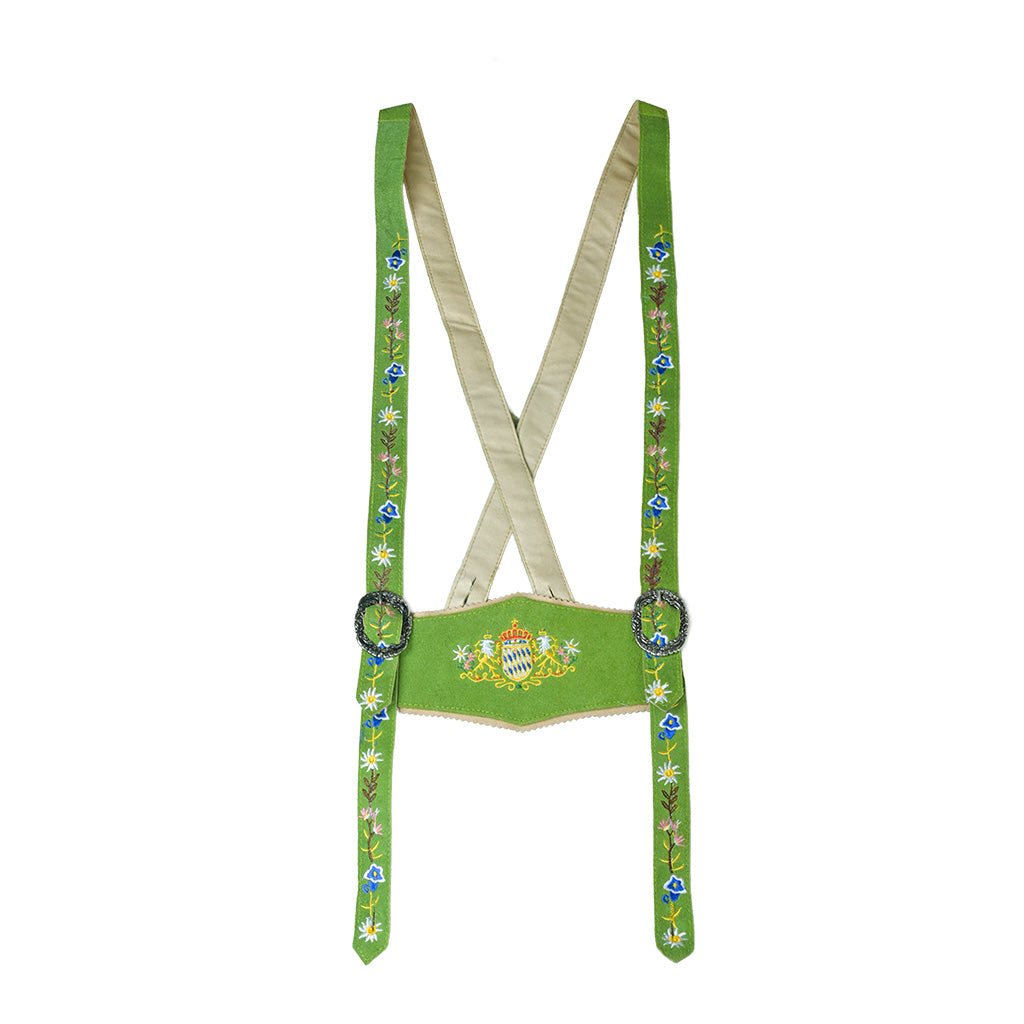 Adjustable embroidered suspenders for Womens Oktoberfest Outfit Lederhosen Suede Leather Oktoberfest Dress Green
