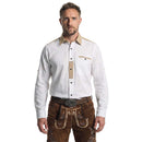 Front view of White Cotton Oktoberfest Shirt with Traditional Embroidery