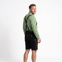 Men wearing German Oktoberfest Shirt Green Checked Bavarian Shirt Side view
