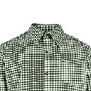 Oktoberfest Green Checked Bavarian Shirt collar close-up