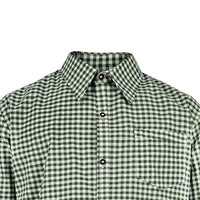 Oktoberfest Green Checked Bavarian Shirt collar close-up