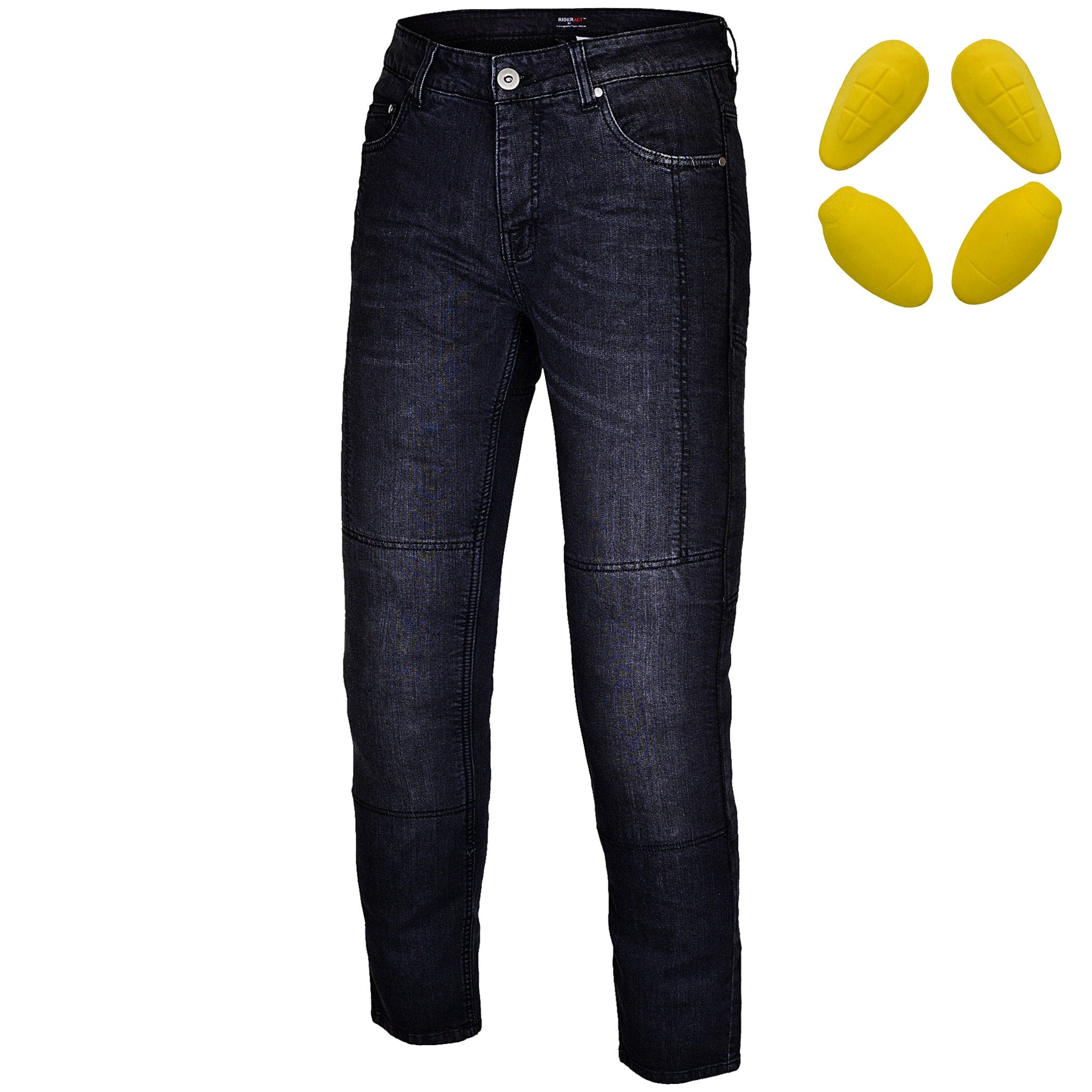 RIDERACT® Mens Motorcycle Jeans | Black Reinforced Riding Jeans