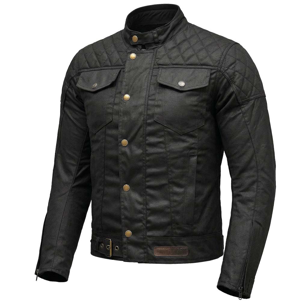 RIDERACT® Stellar Waxed Cotton Motorcycle Jacket | Biker Jacket