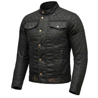 RIDERACT® Stellar Waxed Cotton Motorcycle Jacket | Biker Jacket