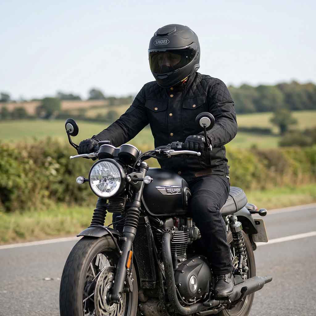 RIDERACT® Stellar Waxed Cotton Motorcycle Jacket | Biker Jacket