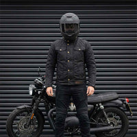 RIDERACT® Stellar Waxed Cotton Motorcycle Jacket | Biker Jacket