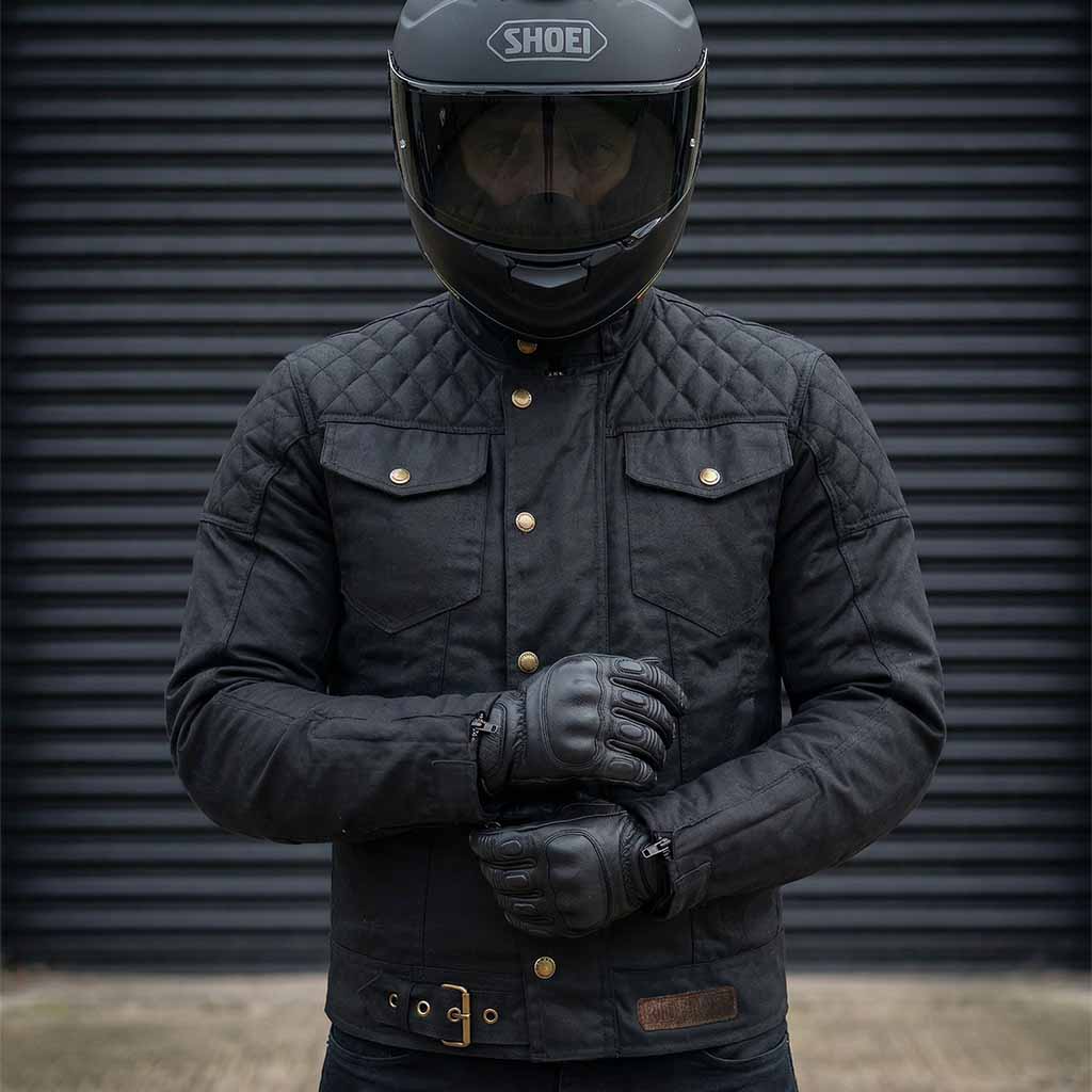 RIDERACT® Stellar Waxed Cotton Motorcycle Jacket | Biker Jacket