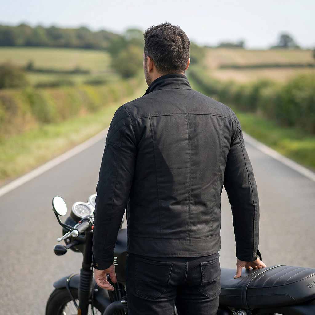 RIDERACT® Stellar Waxed Cotton Motorcycle Jacket | Biker Jacket